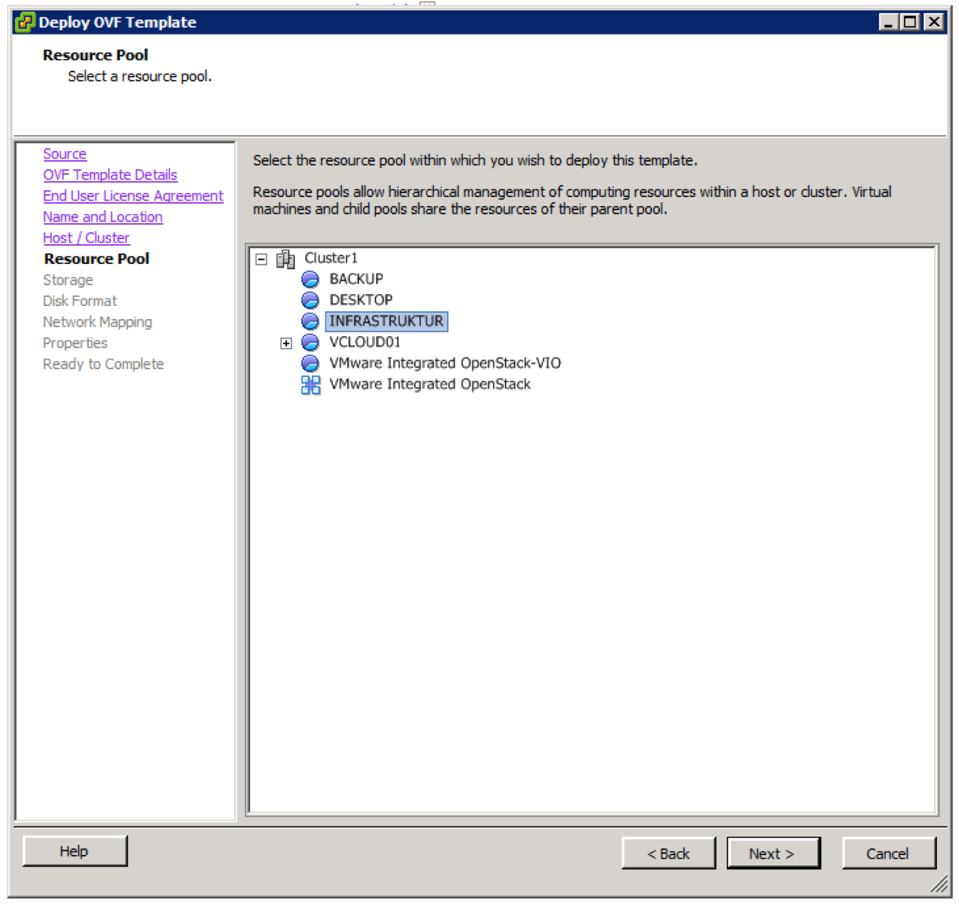 Deploy OVF Template Resource Pool