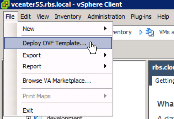vSphere Client Deploy OVF Template