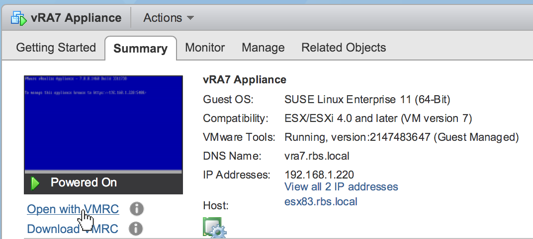 vSphere Web Client VMRC