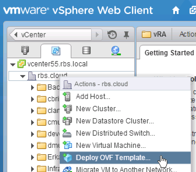 vSphere Web Client Deploy OVF Template